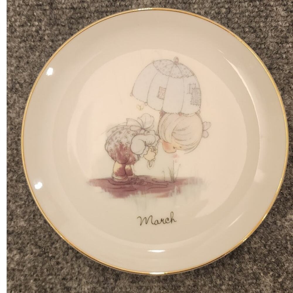 Vintage 1983 Precious Moments March Plate Voice of Spring Jonathan & David Boxed
